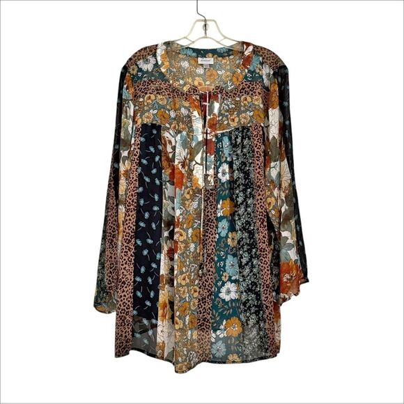 Avenue Tops - Avenue Chiffon Patchwork Print Tunic Top size 22 NWT